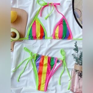 Colorful Striped Bikini Set